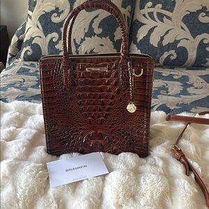 Brahmin Brown Crocodile Embossed Satchel